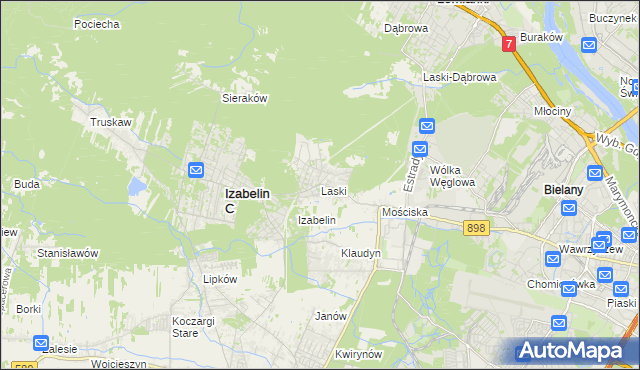 mapa Laski gmina Izabelin, Laski gmina Izabelin na mapie Targeo