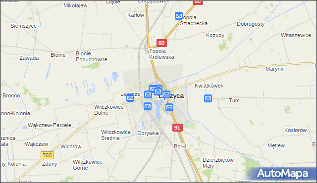 mapa Łęczyca, Łęczyca na mapie Targeo