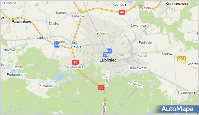 mapa Lubliniec, Lubliniec na mapie Targeo