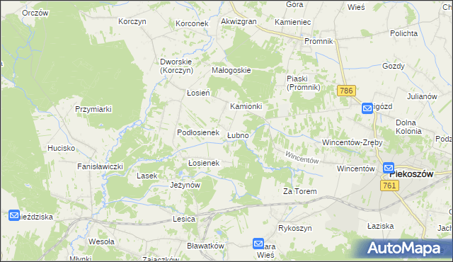 mapa Łubno gmina Piekoszów, Łubno gmina Piekoszów na mapie Targeo