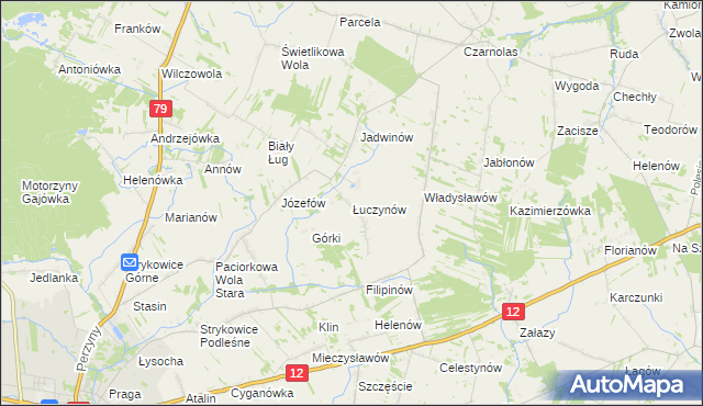 mapa Łuczynów gmina Policzna, Łuczynów gmina Policzna na mapie Targeo