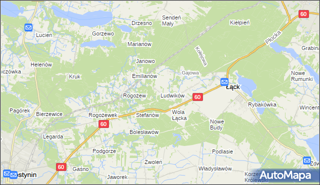 mapa Ludwików gmina Łąck, Ludwików gmina Łąck na mapie Targeo