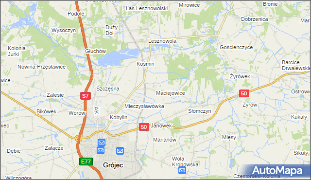 mapa Maciejowice gmina Grójec, Maciejowice gmina Grójec na mapie Targeo