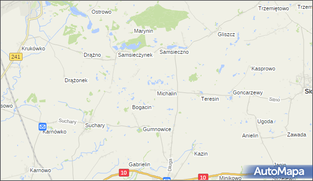 mapa Michalin gmina Nakło nad Notecią, Michalin gmina Nakło nad Notecią na mapie Targeo