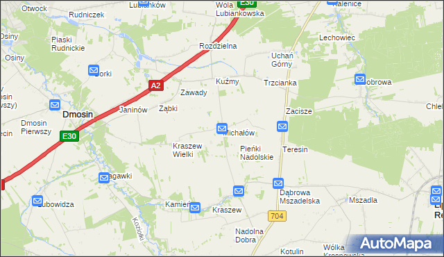 mapa Michałów gmina Dmosin, Michałów gmina Dmosin na mapie Targeo
