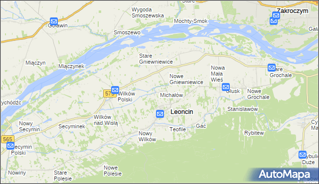 mapa Michałów gmina Leoncin, Michałów gmina Leoncin na mapie Targeo