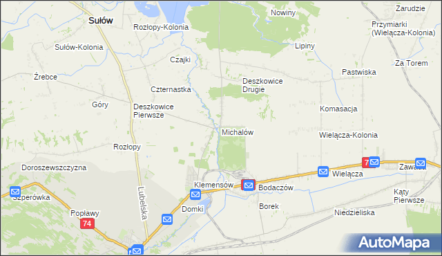 mapa Michalów gmina Sułów, Michalów gmina Sułów na mapie Targeo
