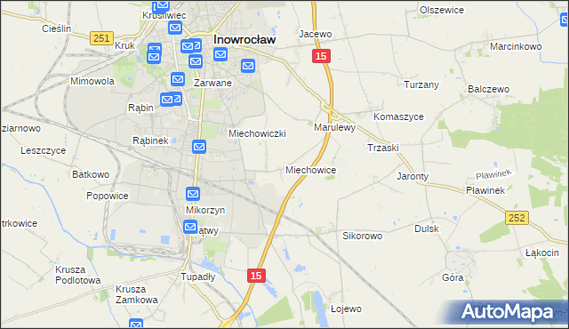 mapa Miechowice gmina Inowrocław, Miechowice gmina Inowrocław na mapie Targeo