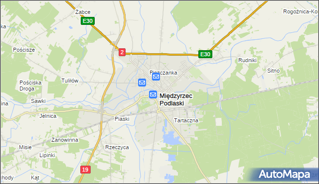 mapa Międzyrzec Podlaski, Międzyrzec Podlaski na mapie Targeo
