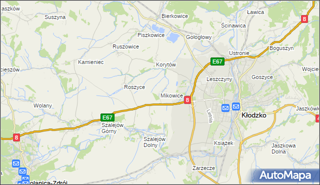 mapa Mikowice gmina Kłodzko, Mikowice gmina Kłodzko na mapie Targeo