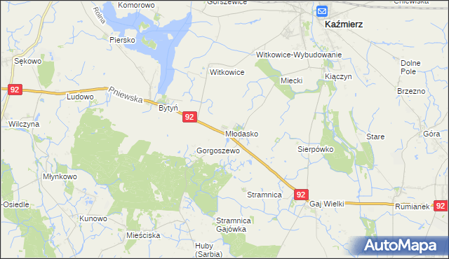 mapa Młodasko, Młodasko na mapie Targeo