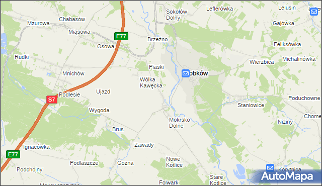 mapa Mokrsko Górne, Mokrsko Górne na mapie Targeo