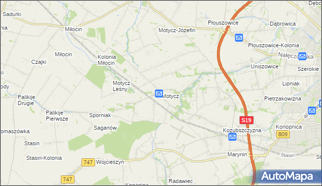 mapa Motycz, Motycz na mapie Targeo