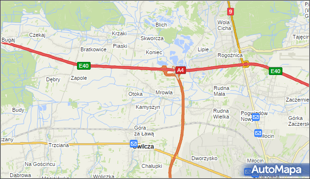 mapa Mrowla, Mrowla na mapie Targeo