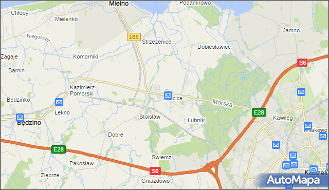 mapa Mścice, Mścice na mapie Targeo
