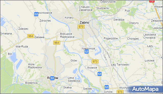 mapa Niedomice, Niedomice na mapie Targeo