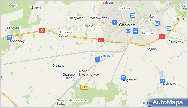 mapa Nieżychowice, Nieżychowice na mapie Targeo