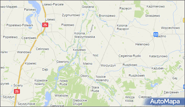 mapa Noć, Noć na mapie Targeo