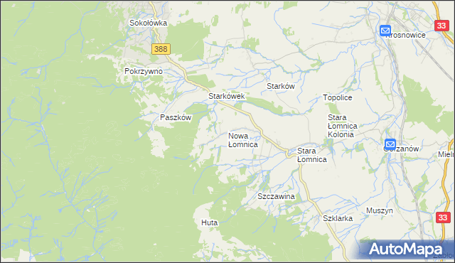 mapa Nowa Łomnica, Nowa Łomnica na mapie Targeo