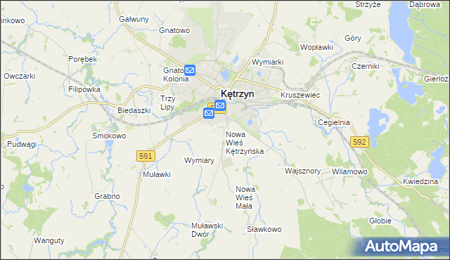 mapa Nowa Wieś Kętrzyńska, Nowa Wieś Kętrzyńska na mapie Targeo