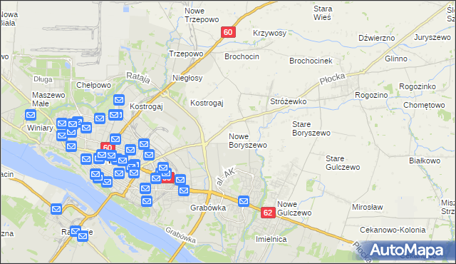mapa Nowe Boryszewo, Nowe Boryszewo na mapie Targeo