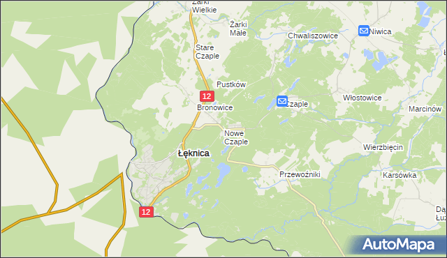 mapa Nowe Czaple gmina Trzebiel, Nowe Czaple gmina Trzebiel na mapie Targeo