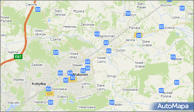 mapa Nowe Lipiny, Nowe Lipiny na mapie Targeo