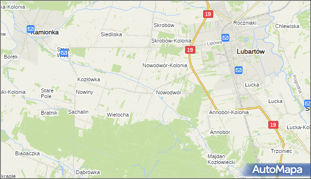 mapa Nowodwór gmina Lubartów, Nowodwór gmina Lubartów na mapie Targeo