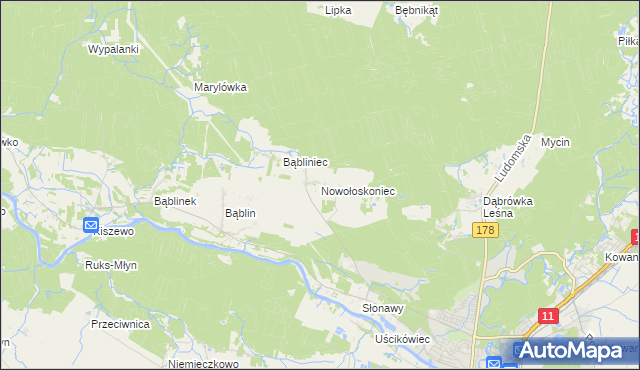 mapa Nowołoskoniec, Nowołoskoniec na mapie Targeo