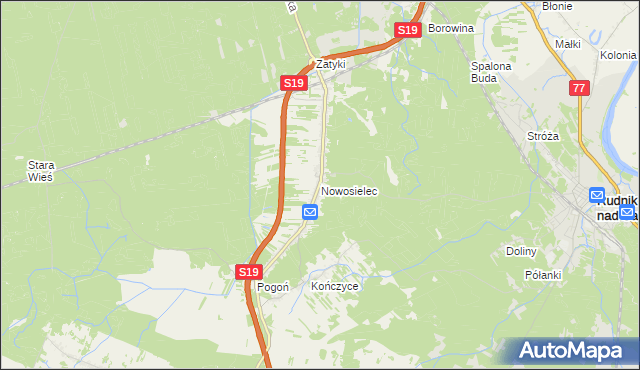mapa Nowosielec gmina Nisko, Nowosielec gmina Nisko na mapie Targeo