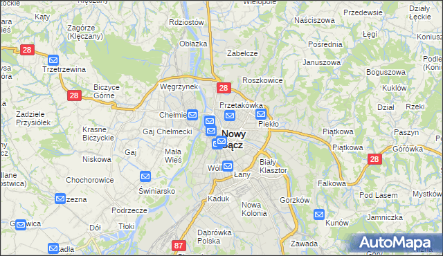 mapa Nowego Sącza, Nowy Sącz na mapie Targeo
