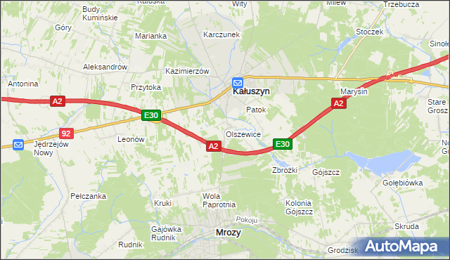 mapa Olszewice gmina Kałuszyn, Olszewice gmina Kałuszyn na mapie Targeo