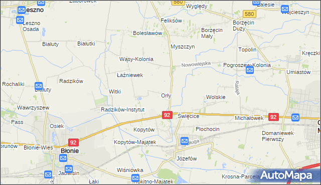 mapa Orły gmina Ożarów Mazowiecki, Orły gmina Ożarów Mazowiecki na mapie Targeo