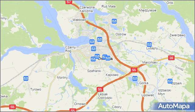 mapa Ostróda, Ostróda na mapie Targeo