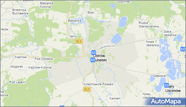 mapa Ostrów Lubelski, Ostrów Lubelski na mapie Targeo