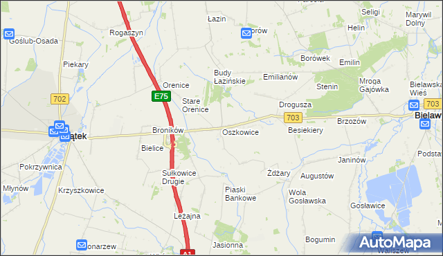 mapa Oszkowice, Oszkowice na mapie Targeo