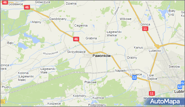 mapa Pawonków, Pawonków na mapie Targeo