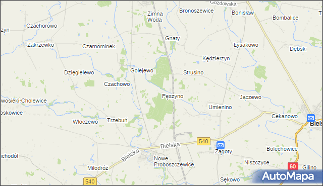 mapa Pęszyno, Pęszyno na mapie Targeo