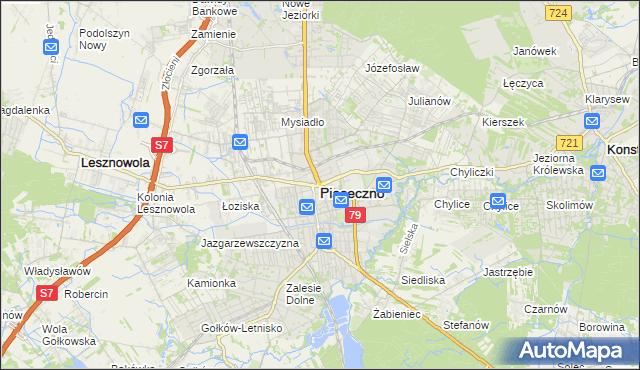 mapa Piaseczno, Piaseczno na mapie Targeo