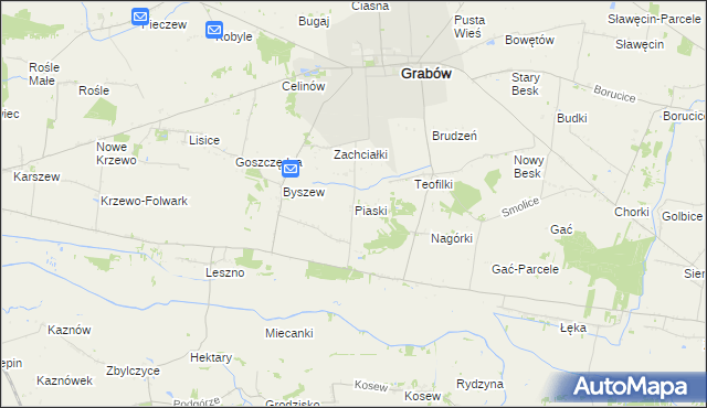 mapa Piaski gmina Grabów, Piaski gmina Grabów na mapie Targeo