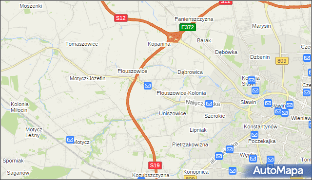 mapa Płouszowice-Kolonia, Płouszowice-Kolonia na mapie Targeo