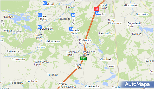 mapa Podkońska Wola, Podkońska Wola na mapie Targeo