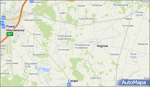 mapa Podskarbice Królewskie, Podskarbice Królewskie na mapie Targeo