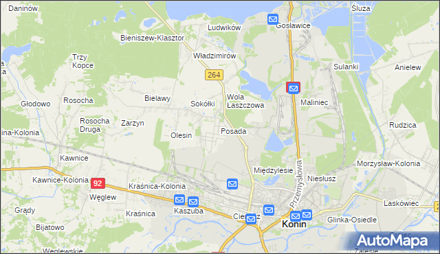 mapa Posada gmina Kazimierz Biskupi, Posada gmina Kazimierz Biskupi na mapie Targeo