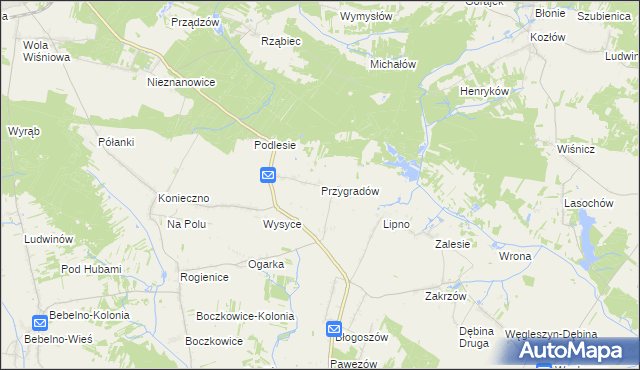 mapa Przygradów, Przygradów na mapie Targeo