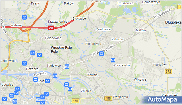 mapa Psie Pole gmina Wrocław, Psie Pole gmina Wrocław na mapie Targeo