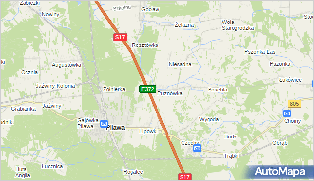 mapa Puznówka, Puznówka na mapie Targeo