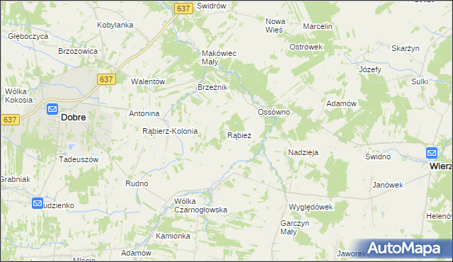 mapa Rąbież gmina Wierzbno, Rąbież gmina Wierzbno na mapie Targeo