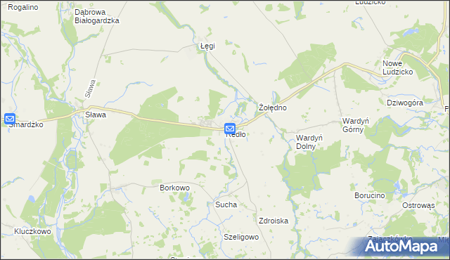 mapa Redło gmina Połczyn-Zdrój, Redło gmina Połczyn-Zdrój na mapie Targeo