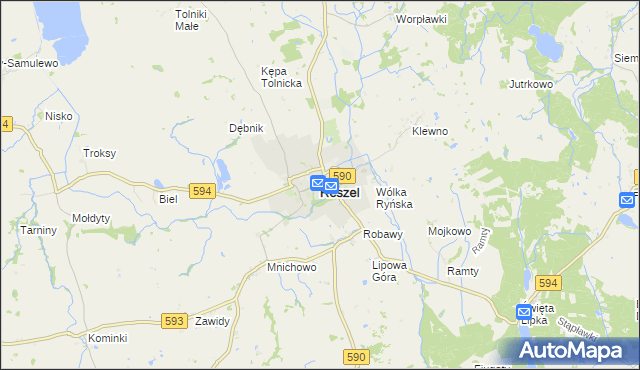 mapa Reszel, Reszel na mapie Targeo